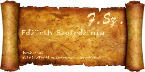 Fürth Szofrónia névjegykártya